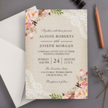 Rustikale Country Classy Floral Lace Burlap Weddin