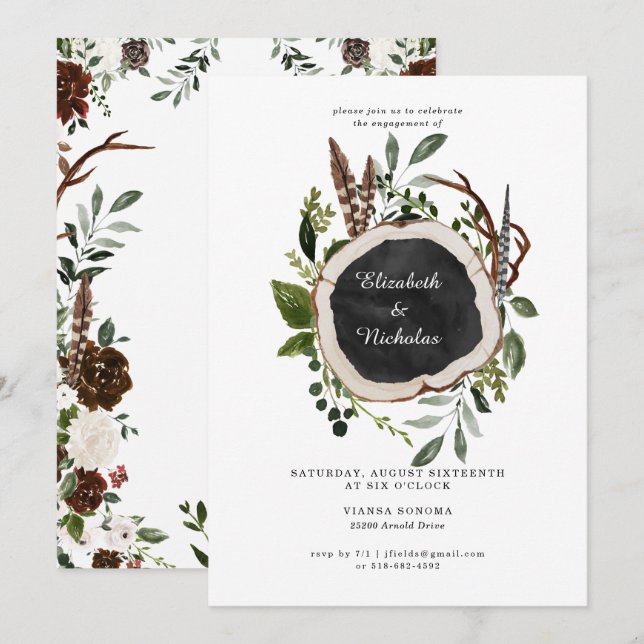 Rustikale Country Floral Wedding Party Einladung (Vorne/Hinten)