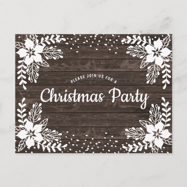 Rustikale Country Floral Weihnachten Party Einladu Postkarte (Vorderseite)