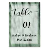 Rustikale Country Green Barn Wedding Tischnummer,
