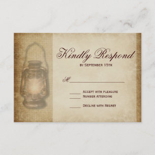 Rustikale Country Lantern Vintage Wedding RSVP Car Karte