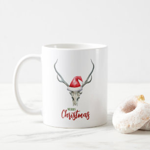 Rustikale Country Rentier Skull Weihnachtsmannmütz Kaffeetasse