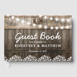 Rustikale Country String Lights Hochzeit Gästebuch