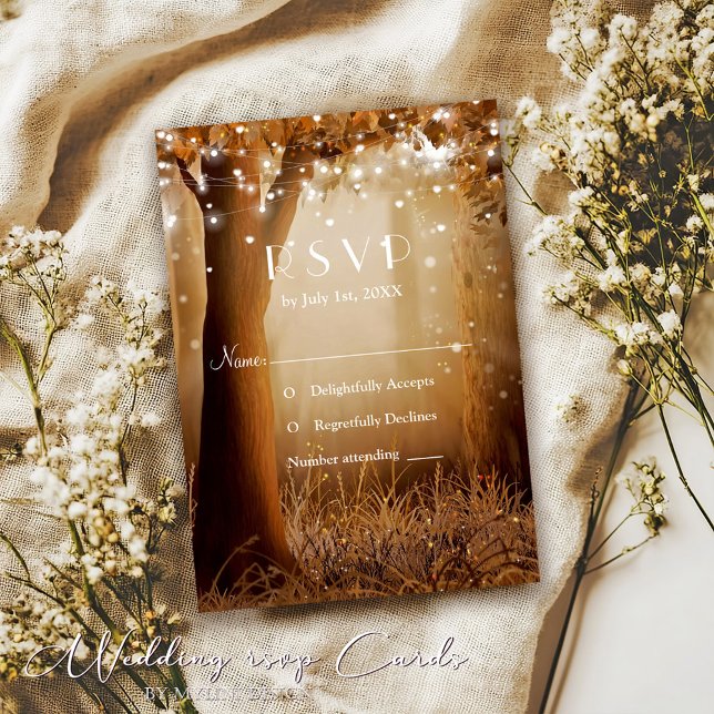 Rustikale Country Tree String Lights RSVP Card Karte (Von Creator hochgeladen)