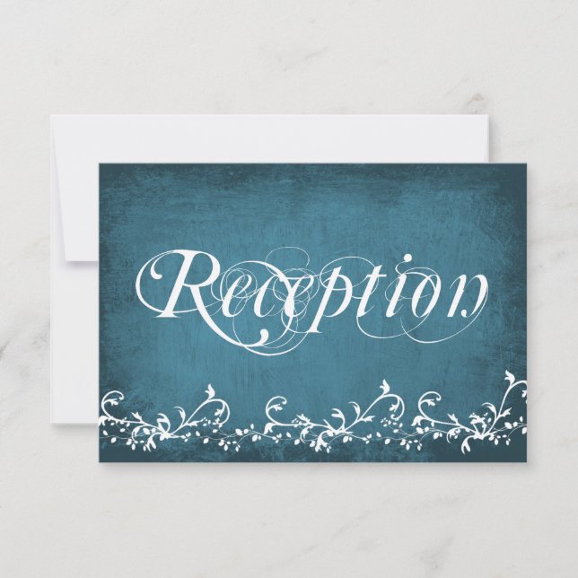 Rustikale Country Wirbel Blue Empfang Cards Einladung (Vorderseite)