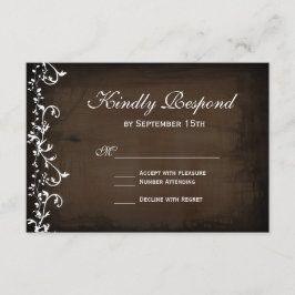 Rustikale Country Wirbel Brown Wedding RSVP Cards