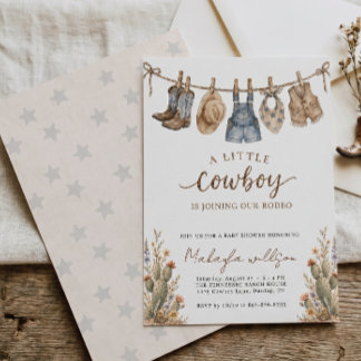 Rustikale Cowboy-Baby-Party Western Rodeo Einladung