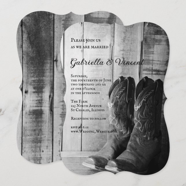 Rustikale Cowboy Boots Country Wedding Einladung (Vorne/Hinten)