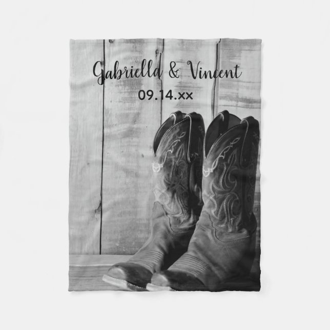 Rustikale Cowboy Boots Country Western Hochzeit Fleecedecke (Vorderseite)
