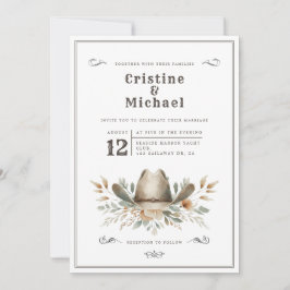 Rustikale Cowboy-Hochzeit Einladung