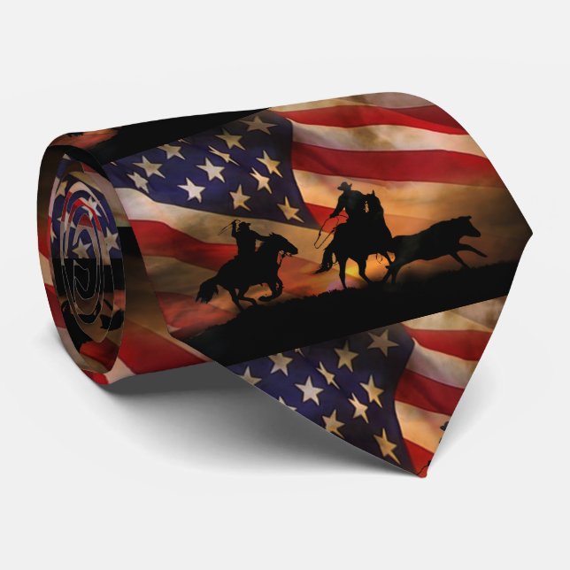 Rustikale Cowboy-Roping und amerikanische Flagge Krawatte (Gerollt)