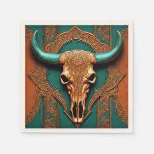 Rustikale Cowboy-Stier-Schädel-Land-Western-Party  Serviette
