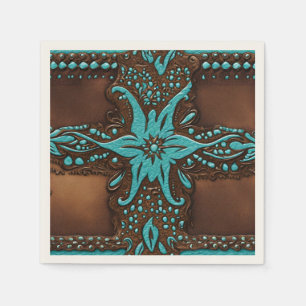 Rustikale Cowboy Türkisbraune Country Western Part Serviette