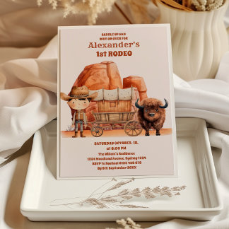 Rustikale Cowboy Western Kuh erste Rodeo 1. Geburt Einladung
