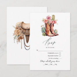 Rustikale Cowboystiefel und sattelblutige Hochzeit RSVP Karte
