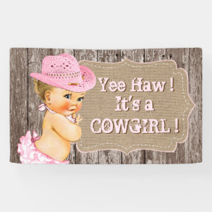 Rustikale Cowgirl-Baby-Party Banner