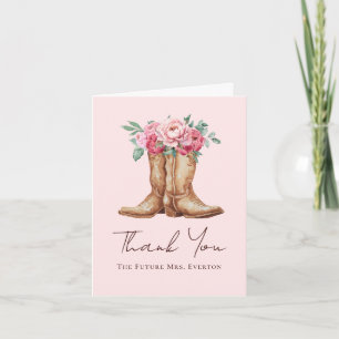 Rustikale Cowgirl Rosafarbene Florale Hochzeits-Da Dankeskarte