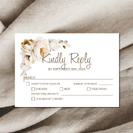 Rustikale Cream Floral Wedding RSVP Karte