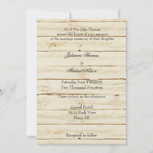 Rustikale Cream Wood Wedding Einladung