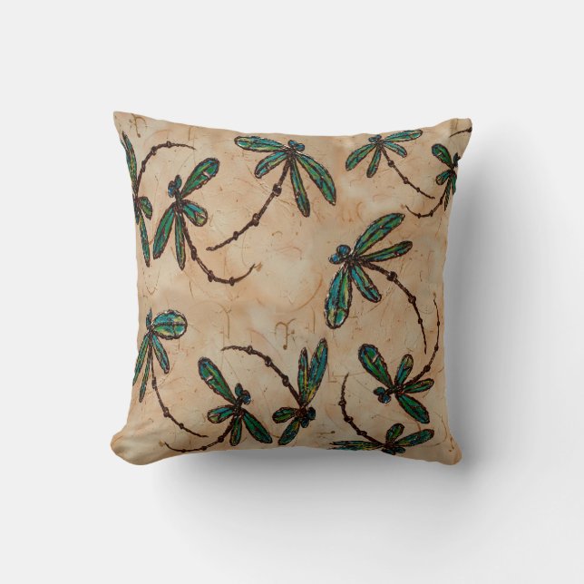 Rustikale Creme Dragonfly Flit Kissen (Vorderseite)