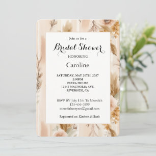 Rustikale Creme-Rand Boho-Floral-Brautparty Einladung