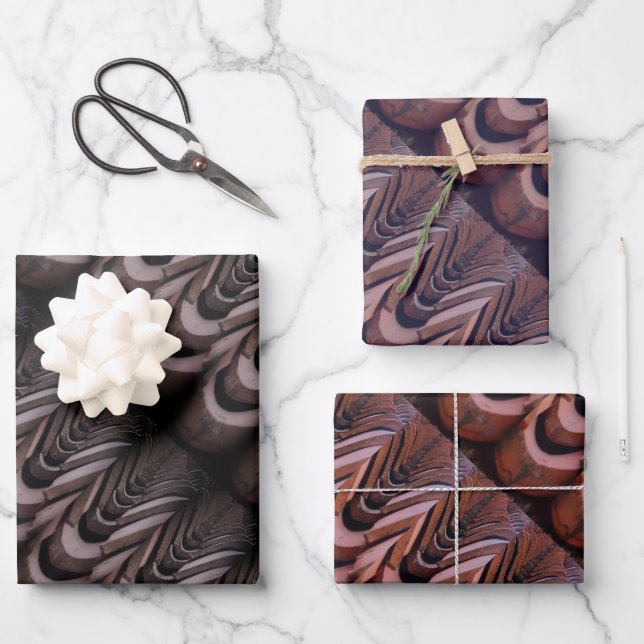 Rustikale Dachziegel mit einzigartiger Perspektive Geschenkpapier Set (Vorderseite)