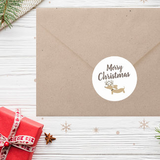 Rustikale Dackel Weihnachten Umschlag Aufkleber
