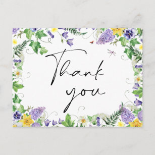 Rustikale Daffodien und Wildblumen Vielen Dank Postkarte