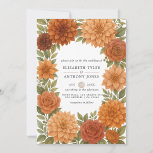 Rustikale Dahlia Earthy Fall Tones Wasserfarbe Hoc Einladung