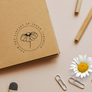 Rustikale Daisy-Blume aus dem Bibliotheksbuch Gummistempel