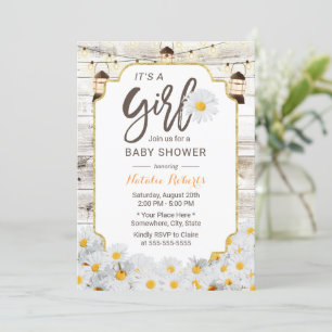 Rustikale Daisy Blume Lanterns Girl Babydusche Einladung
