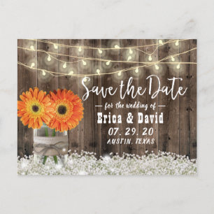 Rustikale Daisy Floral Jar Wedding Save the Date Ankündigungspostkarte