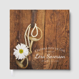 Rustikale Daisy Horse Bit Feier des Lebens Gästebuch