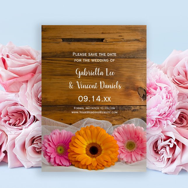 Rustikale Daisy Trio Barn Wedding retten das Datum Save The Date (Von Creator hochgeladen)