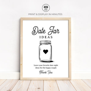 Rustikale Date-Jar-Ideen für Brautparty-Schild Poster