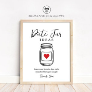 Rustikale Date-Jar-Ideen für Brautparty-Schild Poster