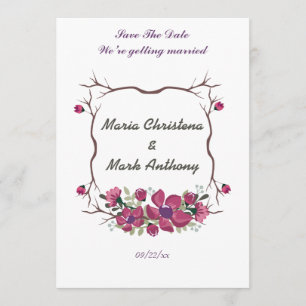 Rustikale dekorative Blumenhochzeit rettet das Dat Save The Date