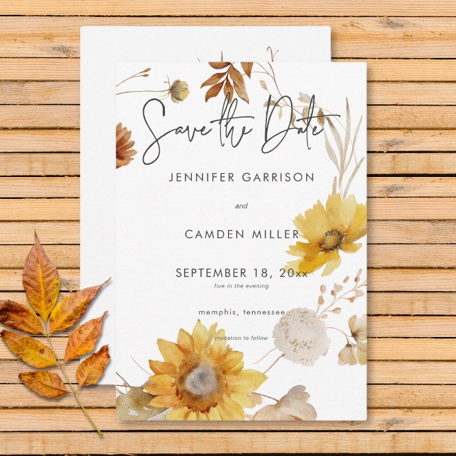 Rustikale Delicate Fall Blumenzeremonie Save The Date (Rustic Delicate Fall Floral Wreath Wedding Save The Date)