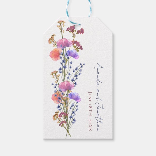 Rustikale Delikatesse Akryllische Bouquet-Hochzeit Geschenkanhänger (Vorderseite)