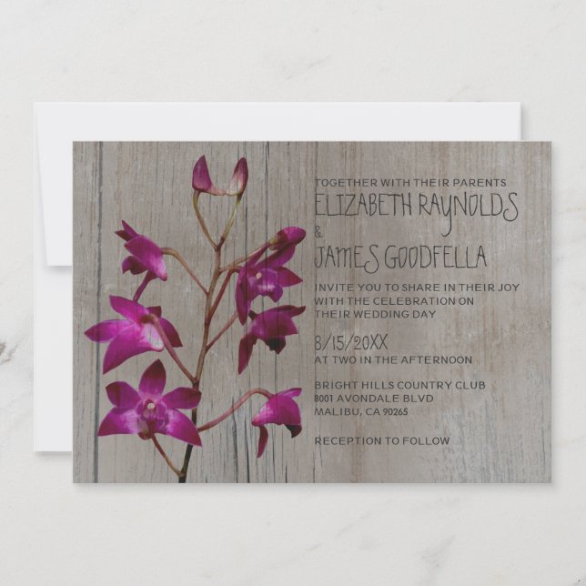 Rustikale Dendrobium Orchid Wedding Einladungen (Vorderseite)