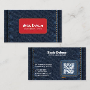Rustikale Denim-Patch-Geschäftskarte Dunkelblaue Visitenkarte