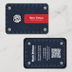 Rustikale Denim-Patch-Vizitkarte Dunkelblaue Jea Visitenkarte