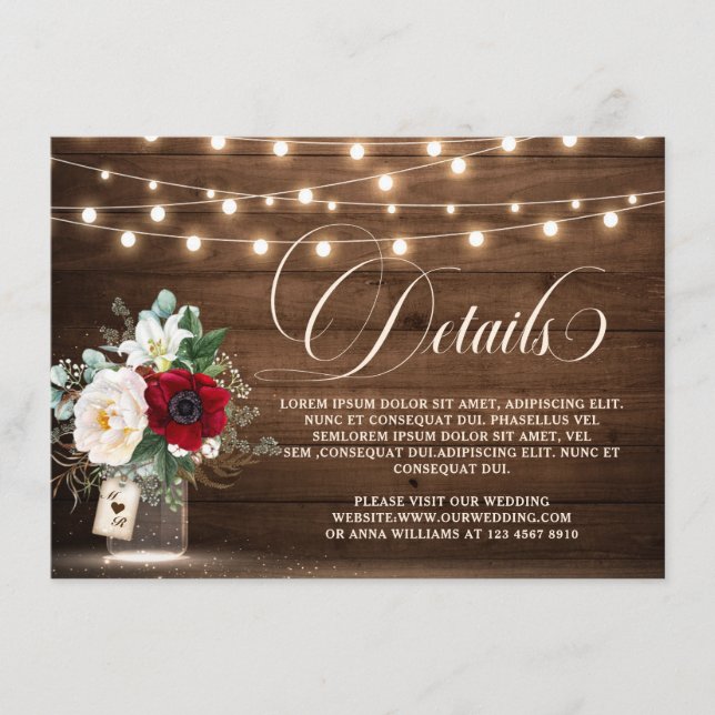 Rustikale Details zur Hochzeit von Holz und Holzst Begleitkarte (Vorderseite)