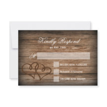 Rustikale Doppel-Hearts-Holz-Hochzeitskarten