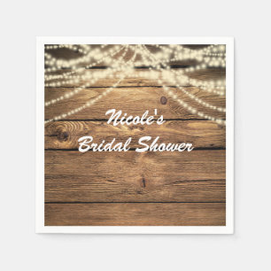 Rustikale Dreamy Lights & Wood Rustikale Hochzeit Serviette