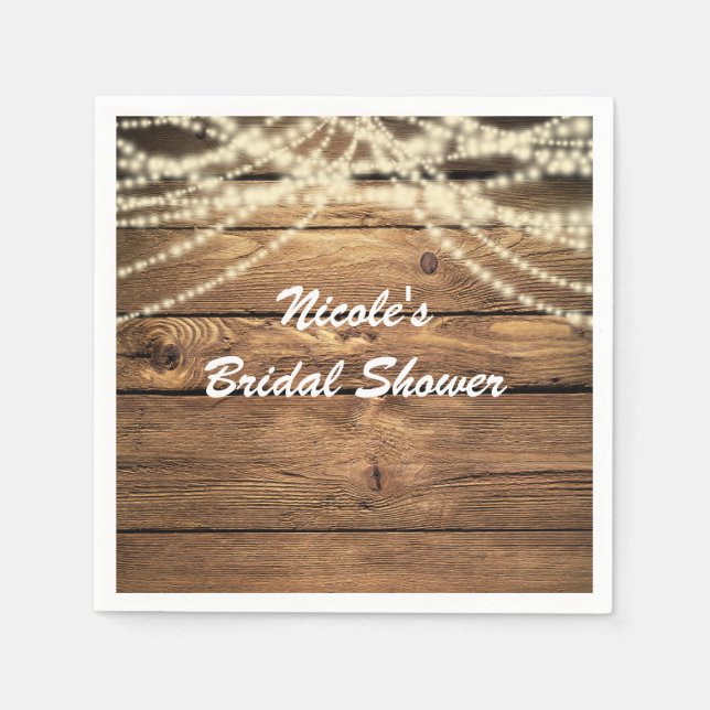 Rustikale Dreamy Lights & Wood Rustikale Hochzeit Serviette (Vorderseite)