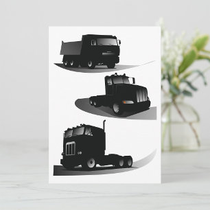 Rustikale Drei-schwarze LKW Vintages LKW-Design Einladung