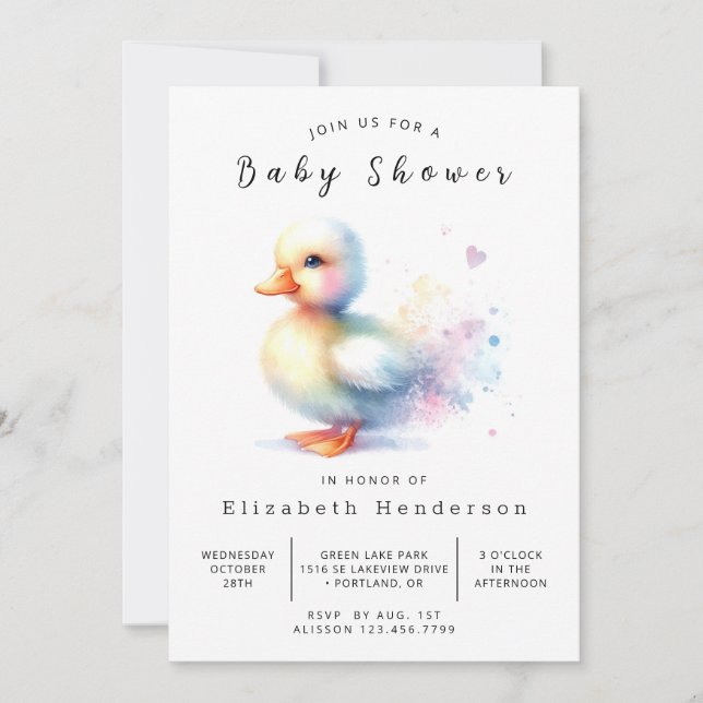 Rustikale Duckbabwdusche Einladung (Vorderseite)