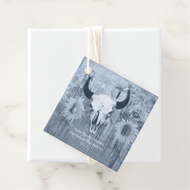 Rustikale duftende Blütenblumen Bull Skull Geschenkanhänger (Beispiel)