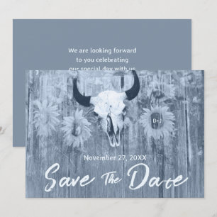 Rustikale duftende Blütenblumen Bull Skull Save The Date